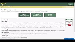 Signing Up for the Free Trial in Golf League Tracker