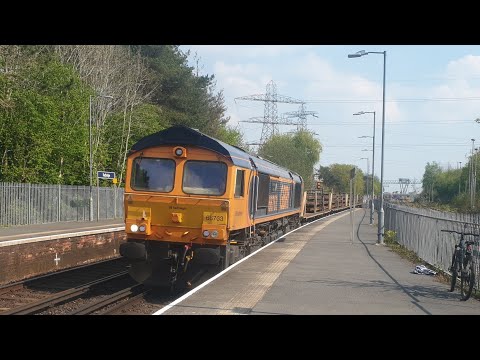 GBRF class 66 66763 'seven valley railway' passes Redbridge Thursday 21st April 2022