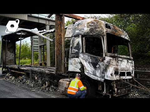 Engineers Clear A Burning Lorry From UK's Busiest Motorway
