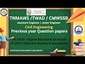 TNMAWS / TWAD Board/ CMWSSB Previous year Questions paper with answer/Civil Engineering- AE & JE