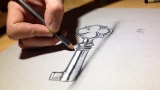 How to draw realistic Key 3d- Time Lapse