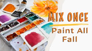 Mix a Fall Watercolor Palette Once & Paint All Season (Beginner Friendly)