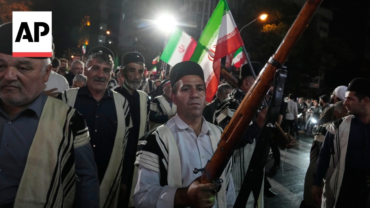 Video | Armed members of Iran's nomadic Bakhtiari tribe march in Tehran