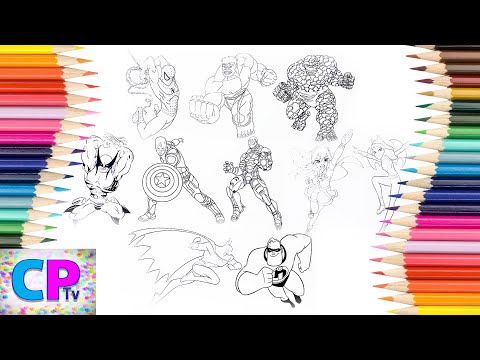 Iron Man,Fantastic 4,Superman,Spiderman,Batman ...Coloring,All Superheros Drawing/Coloring Pages  Tv