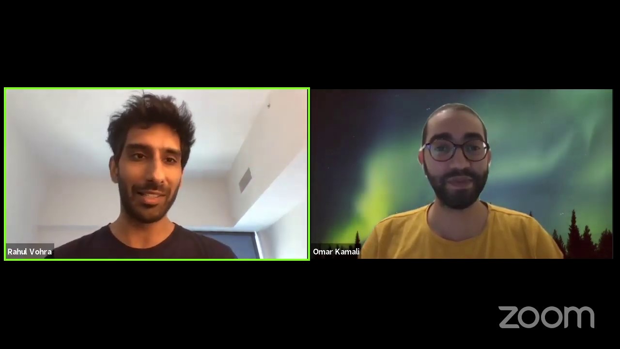 Omar Kamali presents Monitoro to Superhuman CEO Rahul Vohra