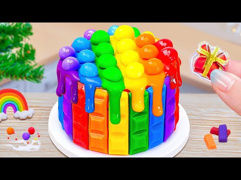 Melting Rainbow KITKAT Cake 🍫 How To Make Miniature Cake 🌈 Rainbow Cake Recipe | Petite Baker Making