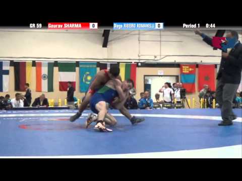 59 KG QF - Gaurav Sharma (IND) vs Diego Ribero Romanelli (BRA)