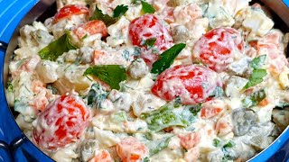 סלט תפוחי אדמה   Potato and vegetable salad וירקות מטבח בקלי קלות ליהי קרויץ (ליהי קרויץ - מטבח בקלי קלות) - התמונה מוצגת ישירות מתוך אתר האינטרנט יוטיוב. זכויות היוצרים בתמונה שייכות ליוצרה. קישור קרדיט למקור התוכן נמצא בתוך דף הסרטון