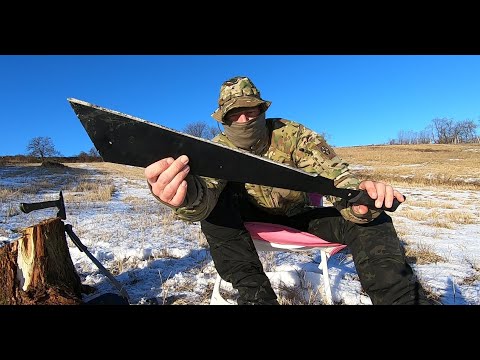 COLD STEEL TWO HANDED ALL TERRAIN CHOPPER - DESTRUCTION TEST -   UNTIL IT BREAKS - TORTURE MACHETE