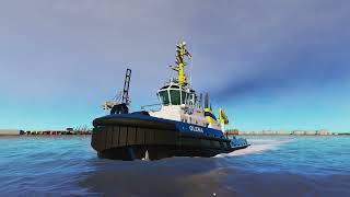 Ship Simulato:Moving on a tugboat in Rotterdam, Netherlands