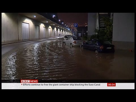 Weather Events 2021 - Thunderstorm on Madeira (stay indoors) (Portugal) - BBC - 29th March 2021