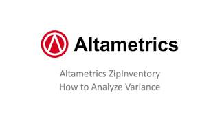 Altametrics ZipInventory - How to Analyze Variance