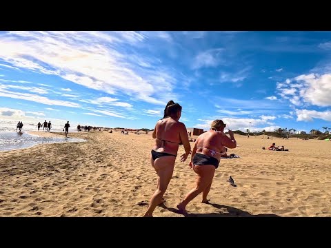 Playa del Ingles Gran Canaria Spain 4k Beach Walk