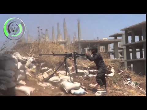 استهداف قوات النظام برشاش الدوشكا من قبل لواء غزة حوران على جبهة الشيخ مسكين في ريف درعا