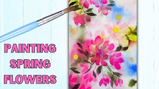 Watercolor Spring Flowers With Gold Accents