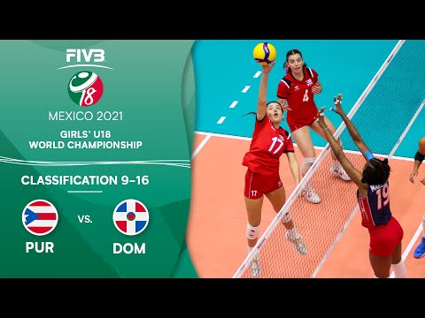 PUR vs. DOM -  Class. 9-16 | Full Game | Girls U18 Volleyball World Champs 2021