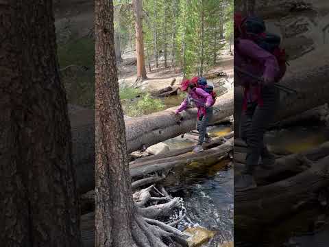 stream crossing on hike to campground