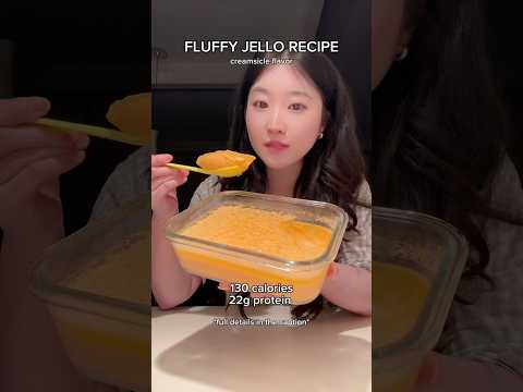 PROTEIN FLUFFY JELLO RECIPE!! 130 calories & 22g protein, check description for details ❤️ #fyp