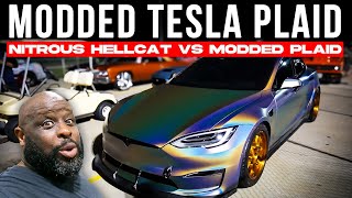 Modded Tesla Plaid takes on my Nitrous Hellcat Redeye 1/8 Mile DRAG RACE