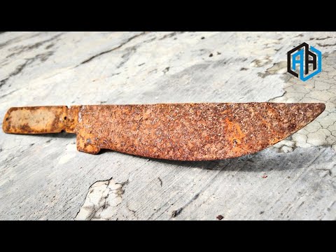 Restauro di coltelli da macellaio arrugginiti antichi [Restauro molto arrugginiti]