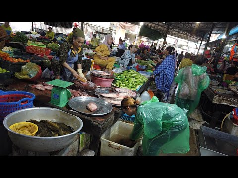 Interesting Cambodian market food on Rainy season