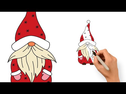 Comment dessiner un Gnome de Noël 🎅 | Apprenez dans cette vidéo à dessiner et Coloriez un Gnome.