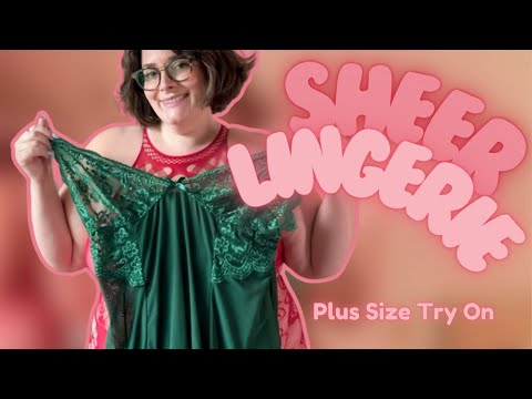 4K Plus Size TRANSPARENT LINGERIE DRESS Try On Haul 👗 Mirror View 🪞Sheer Dress on Natural Curvy Body