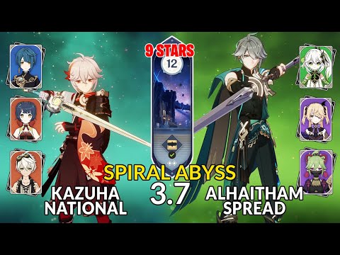 New 3.7 Spiral Abyss│Kazuha National & Alhaitham Spread |Floor 12 - 9 Stars| Genshin Impact