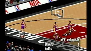 Bulls vs Lakers MJ vs Shaq NBA Live 97 Genesis GREAT GAME!
