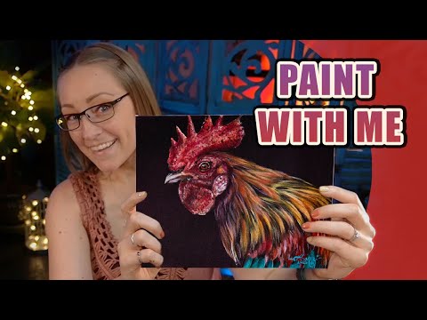 Rooster Acrylic painting Tutorial - Full Painting Lesson