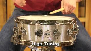 Video thumbnail for DW Collector's Snare Drum Knurled 3mm Steel 5.5x14 (video demo) by The Drum Shop - Portland, Maine