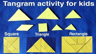 How to make 7 pieces tangram shapes | Tangram puzzles | Tangram shapes cutting