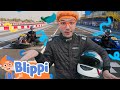 Blippi Goes Go Kart Racing ️ ️ Can He Beat His Record Kids Cartoons Party Playtime