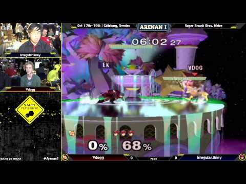 Arenan I - Vdogg (Fox) Vs. IrregularJinny (Marth, Falco) - Melee Pools