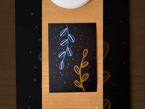 Blue and Orange Leaves on a Black Background