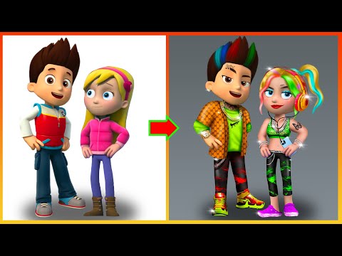 Ryder Pawpatrol And Katie Paw Patrol Glow Up Bad Boy, Bad Girl - Pawpatrol Art