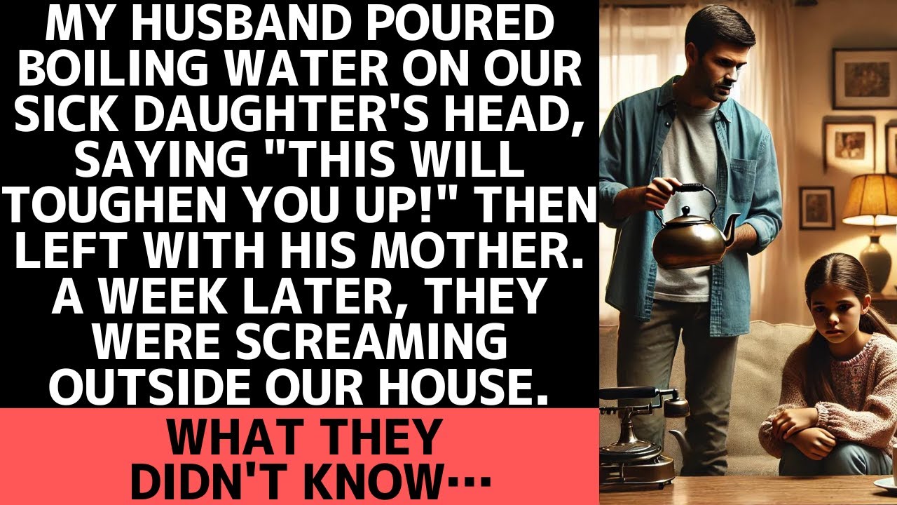 My husband poured boiling water on our sick daughter,then left with his mother.Their shocking return