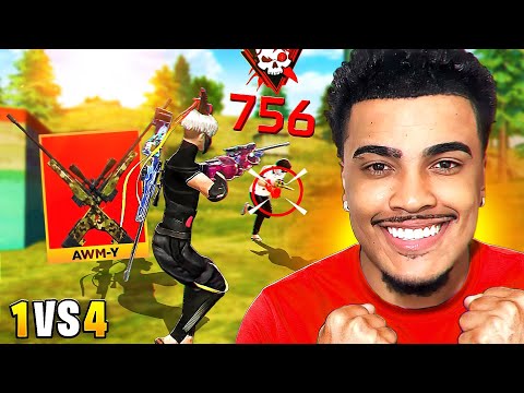 MOBILE SOLO vs SQUAD COM DUAS AWM-Y - FREE FIRE HUD 4 DEDOS
