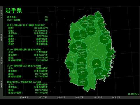 Diagrama de Voronoi para repartições municipais em cada província