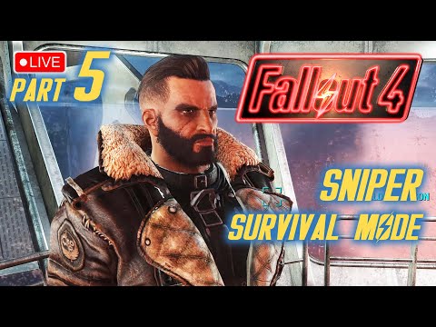 Robots and Brotherhood of Steel – FALLOUT 4 SURVIVAL Mode SNIPER Gameplay Walkthrough Live Part 5
