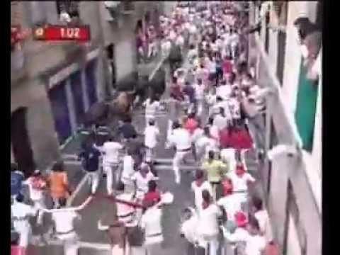 July 12 2008 encierro with Dolores Aguirre bulls in Pamplona