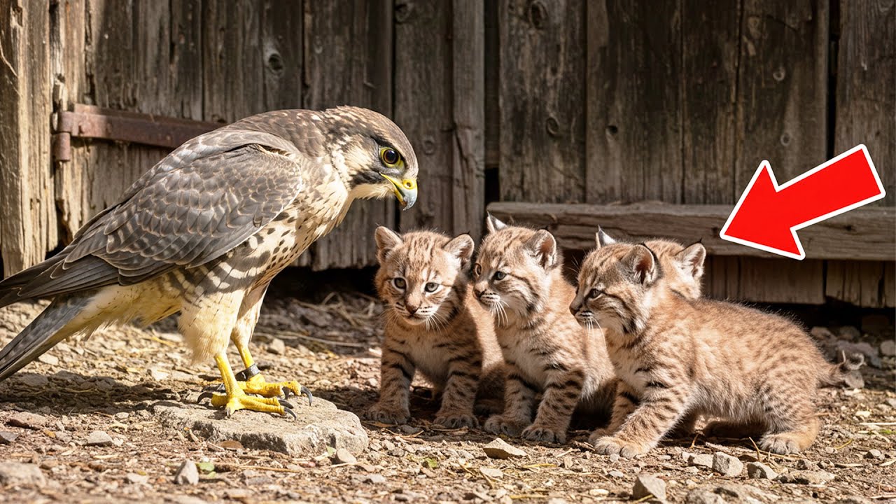 Falcon Finds Baby Bobcats In Barn, Then Something Amazing Happens That SHOCKED Scientists!