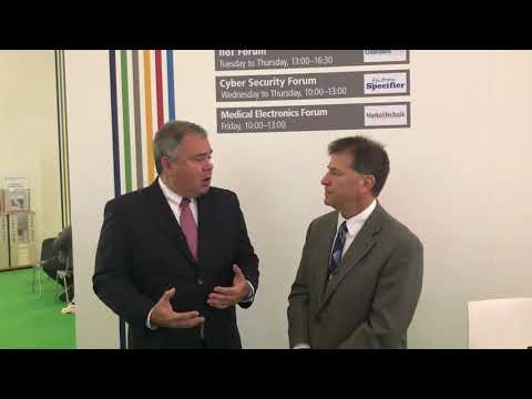 Rich Nass talks security with Data I/O CEO Anthony Ambrose at electronica 2018