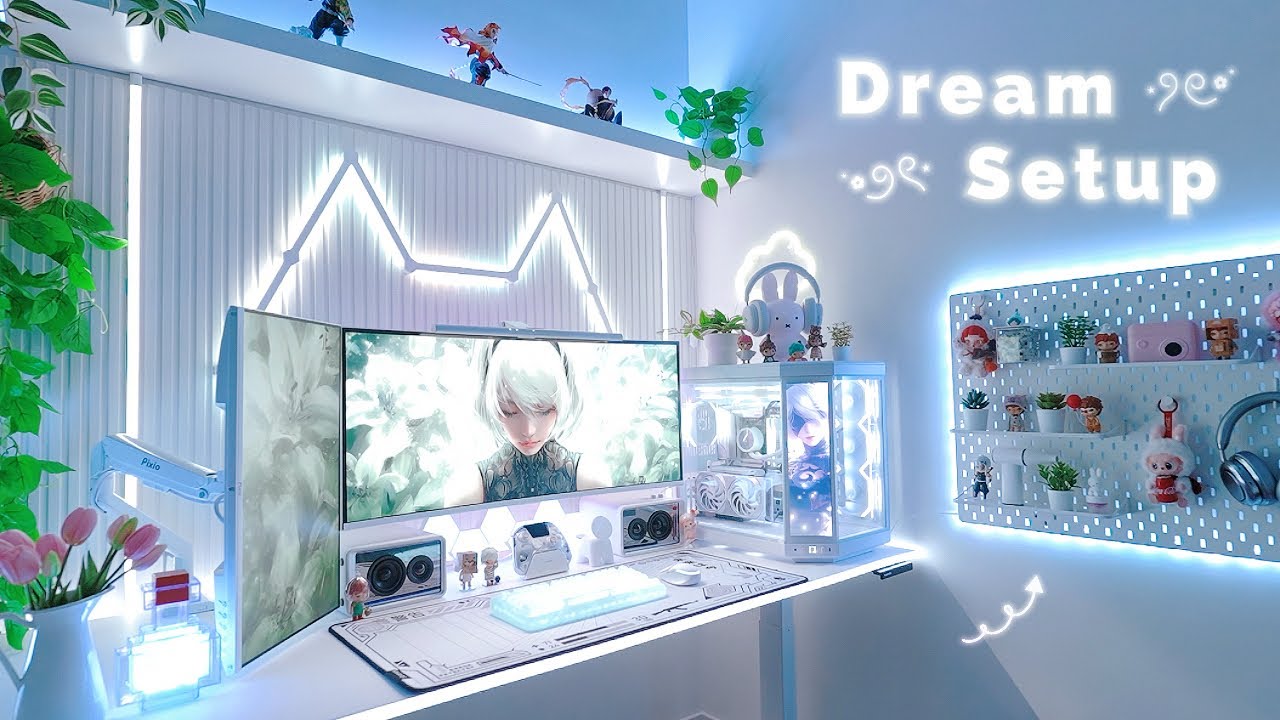 Building My Dream Gaming Setup 🎮 ☁️ Aesthetic Desk Makeover | Gaming PC, Amazon, IKEA, Pinterest