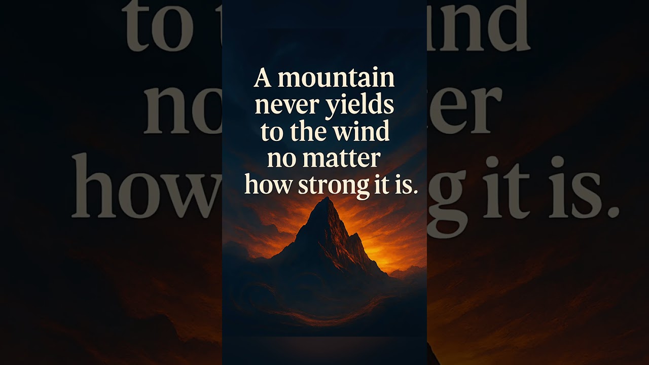 A mountain Never yields to the wind no matter how strong it is  #growandfight #quotes