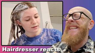 She is BLEACHING her BOX DYED HAIR !!! Hairdresser reacts to Hair Fails #hair #beauty