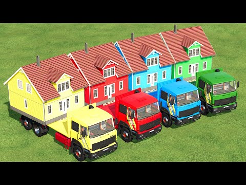 TRANSPORT OF COLORS ! TRANSPORTING COLORED HOUSES TO THE SITE WITH IVECO TRUCK! Farming Simulator 22