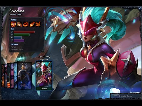 Super Galaxy Shyvana Skin Spotlight Gameplay 1080p HD League Of Legends