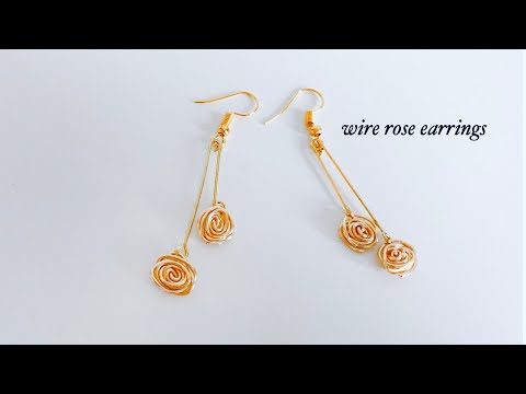 diy earrings/wire wrapped rose earrings/how to make rose using wire/wire wrapped jewelry