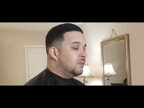 Full video of mid-bald fade with razor beard line up